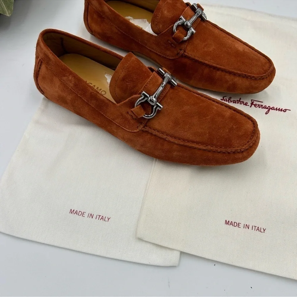 Men’s Salvatore Ferragamo suede driver loafers size 9E made in Italy